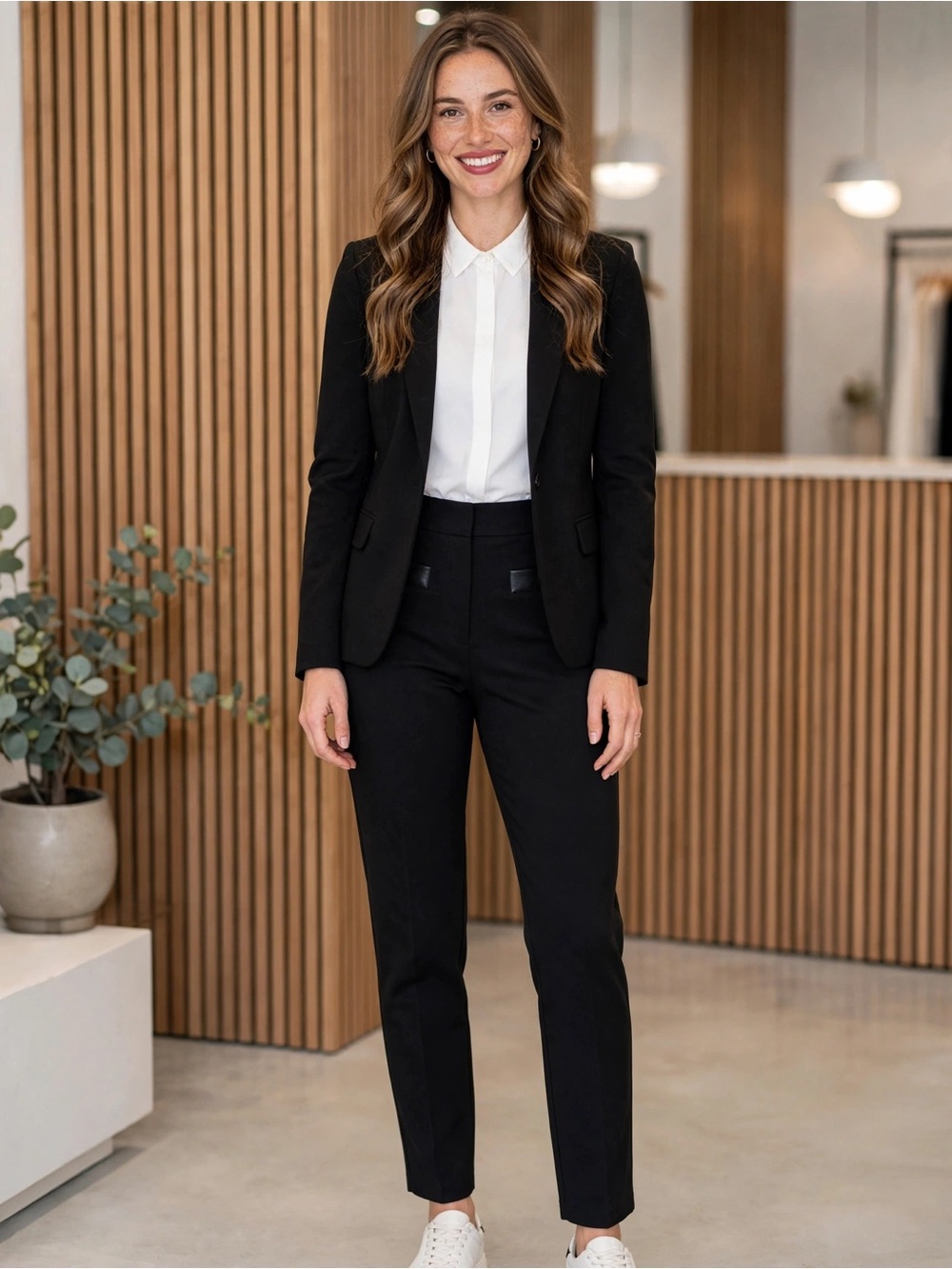 Michael Kors High-Rise Black Slim Ankle Pants - Workwear Detailed pockets casual - Picture 2 of 6